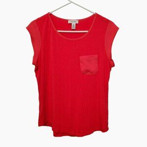Calvin Klein Women's Red Sleeveless Top With Pocket, Size S, Lightweight Summer
